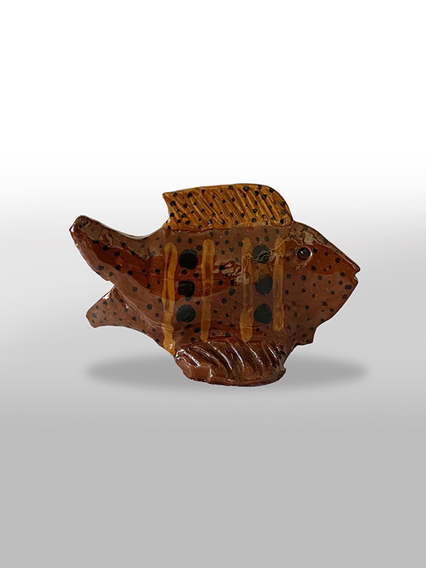 Redware Striped Fish Whistle 