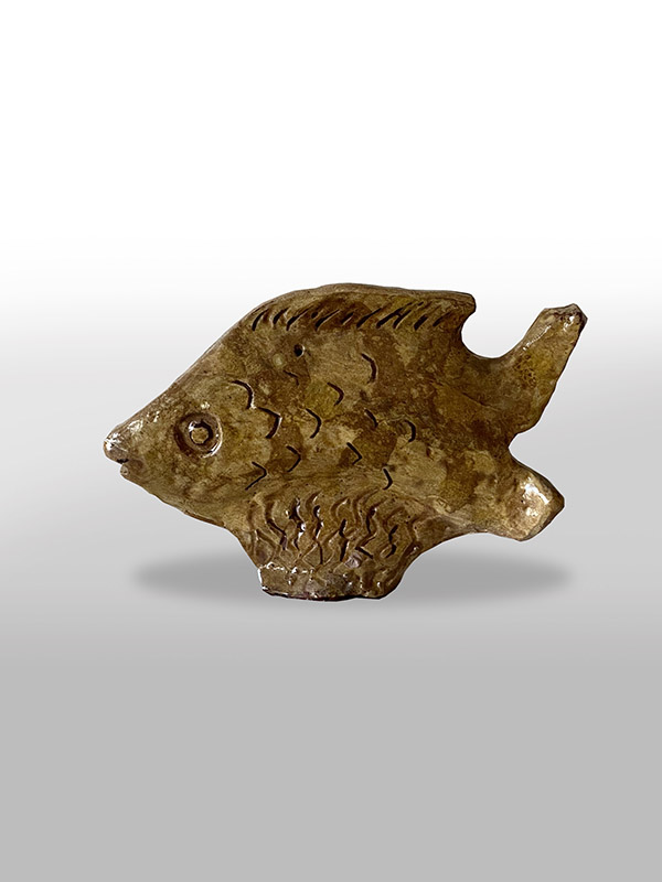 Redware Yellow Fish Whistle